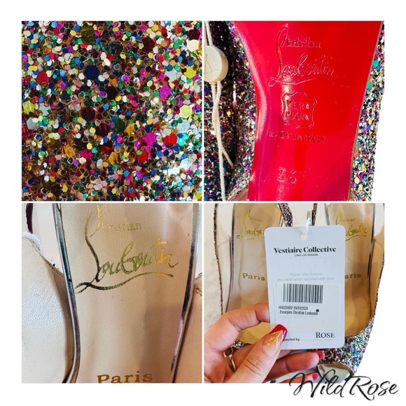 CHRISTIAN LOUBOUTIN Sparkle Confetti Glitter Prive Slingback Pump Sandals SZ 36 - Picture 15 of 17